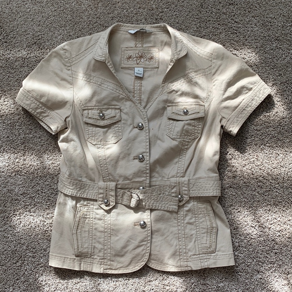 WHBM Khaki Belted Top- Size M